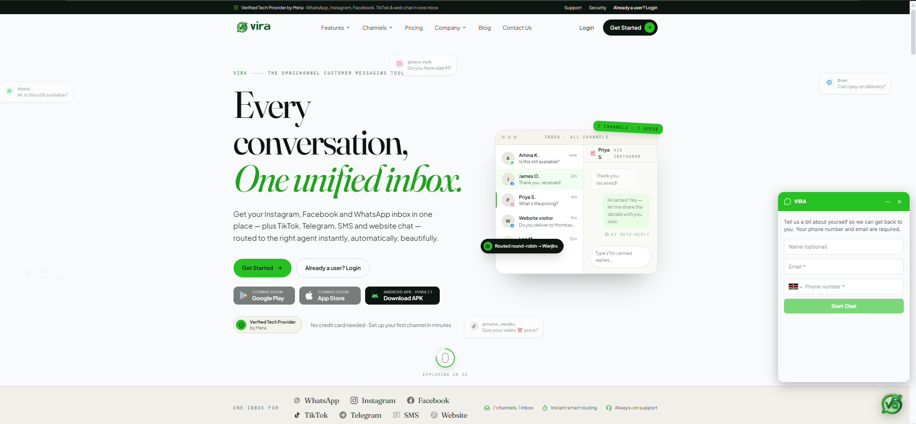 Website page with a chat bubble in the corner and a small chat panel open.